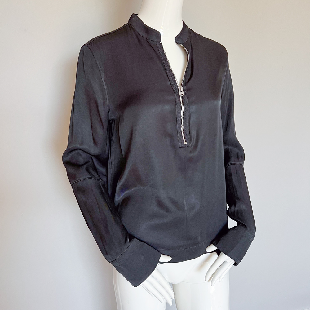 $130 G-Star Raw Black Half Zip Pullover Shirt Size M Long Sleeve
